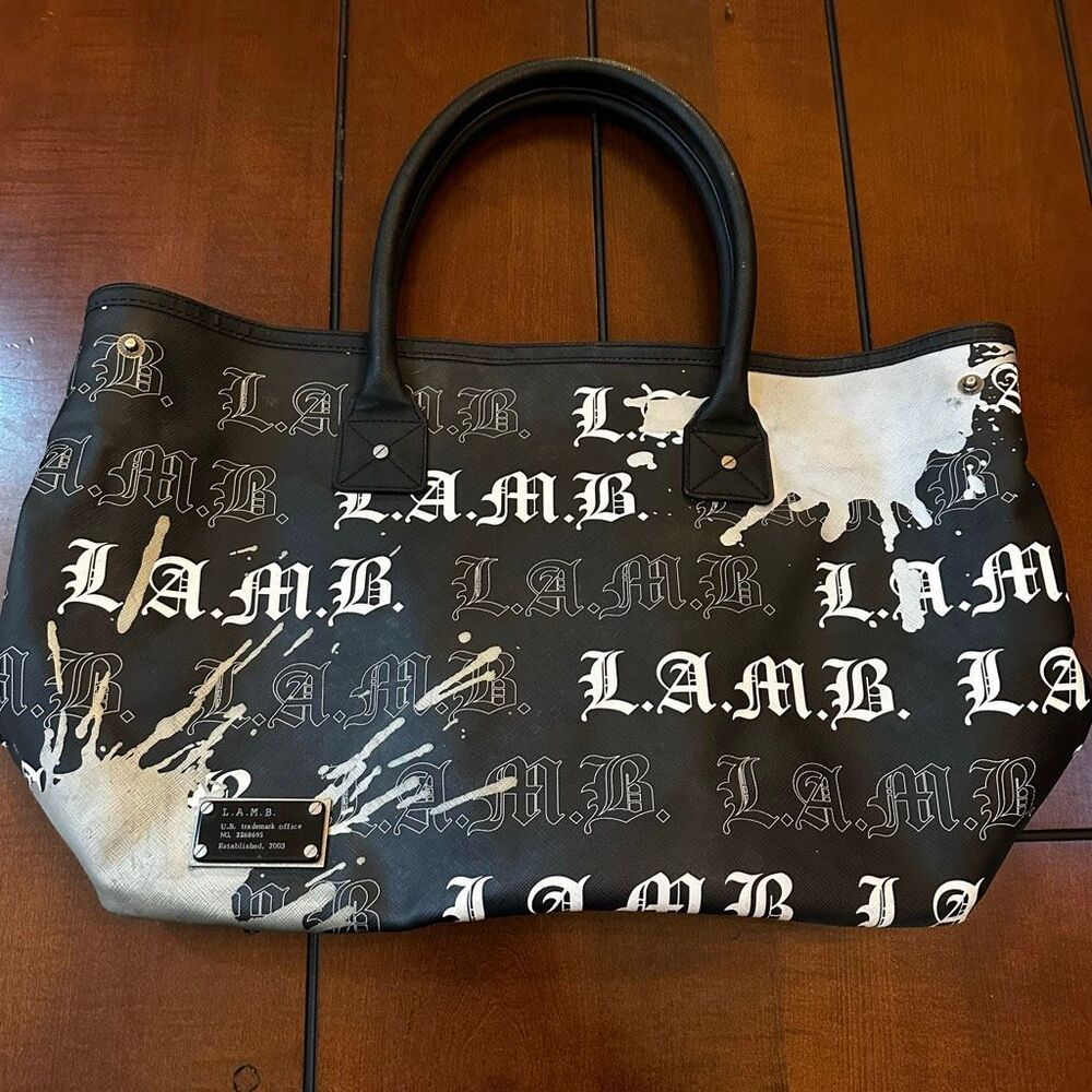 Y2k Vintage L.A.M.B. Gwen Stefani Reverse Alchemy Percy Tote Bag Black & White G